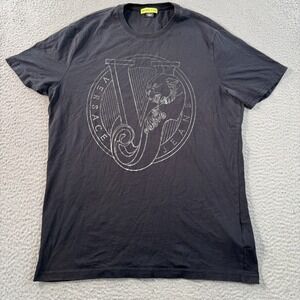 Versace Jeans Couture Shirt Men's XL Black Big Logo Short Sleeve Designer